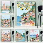 Скандинавский плакат, известный туристический пейзаж, настенное искусство, холст, живопись, Санторини, Барселоны, Турции, Севильи, принт для фотографий