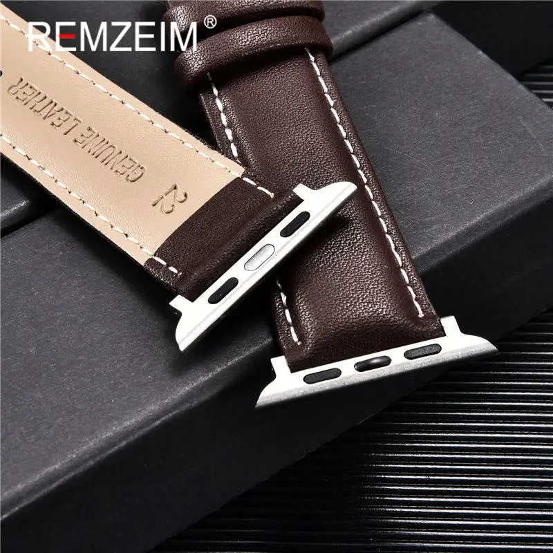 Calfskin Casual Leather Watchband 42mm 44mm Strap for Apple Watch 6 5 4 3 2 Soft Leather Band 38mm 40mm for Apple Smart Watch