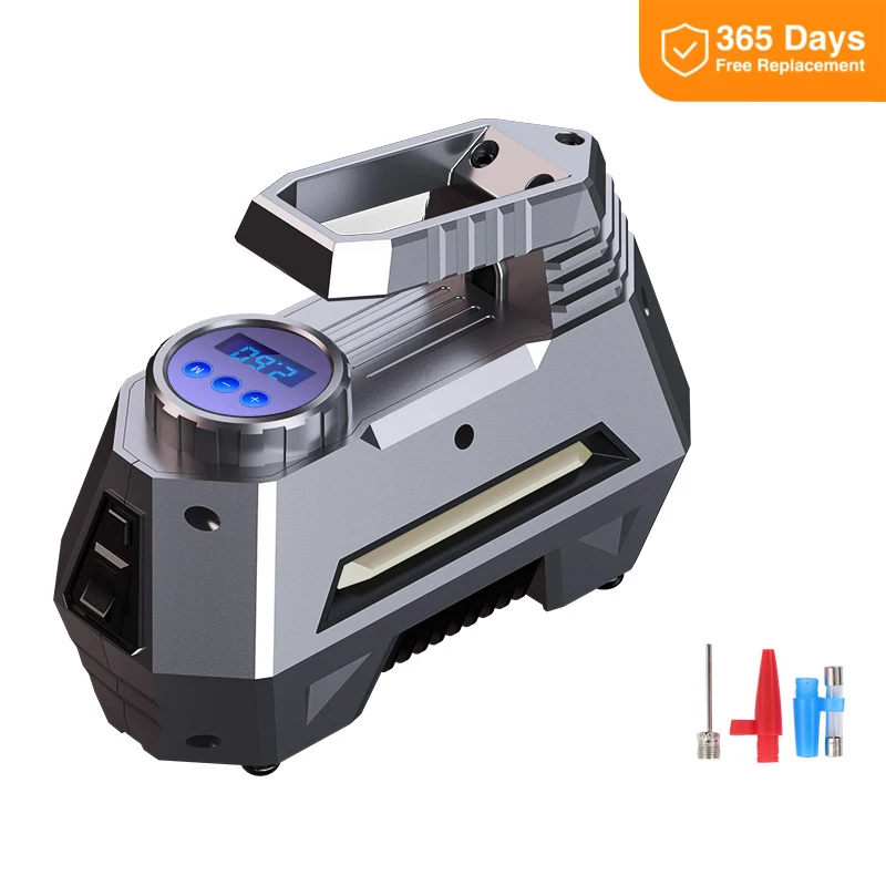 Компрессор автомобильный портативный с цифровым манометром и фонариком 12