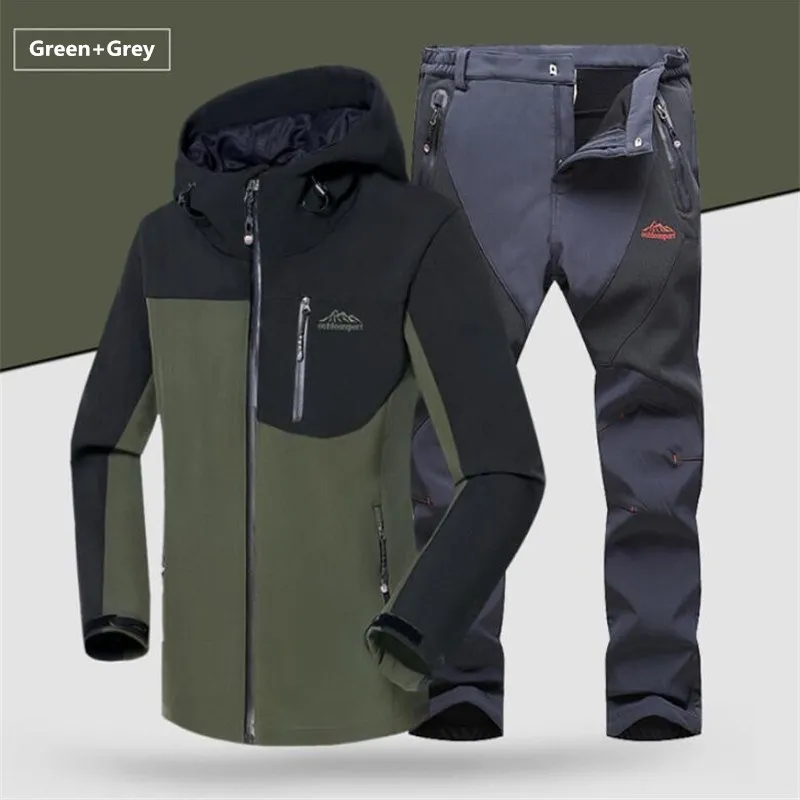 Мужская Флисовая теплая походная куртка костюм на осень и зиму уличная