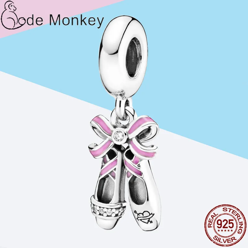 CodeMonkey 925 Sterling Silver Ballet Shoes Charm Beads Fit Original Design Bracelets For Women DIY Jewelry Making CMS1508 | Украшения и