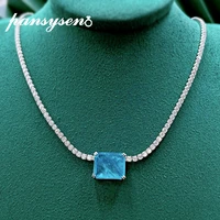 pansysen top quality silver 925 paraiba tourmaline emerald high carbon diamond pendant necklaces luxury fine jewelry wholesale