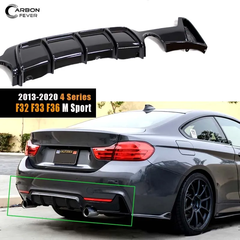 

Диффузор для заднего бампера, полипропиленовый блеск для губ для стайлинга автомобиля, черный, двойной выхлоп, одиночный выход для BMW 4 серии F32 F33 F36 2013-2020 м, спорт