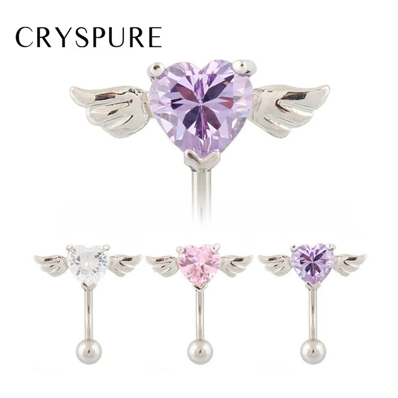 

Stainless Steel Piercing Navel Rings Body Jewelry Creative Heart Wings Punk Piercing Bell Button Rings Party Gift Man Women