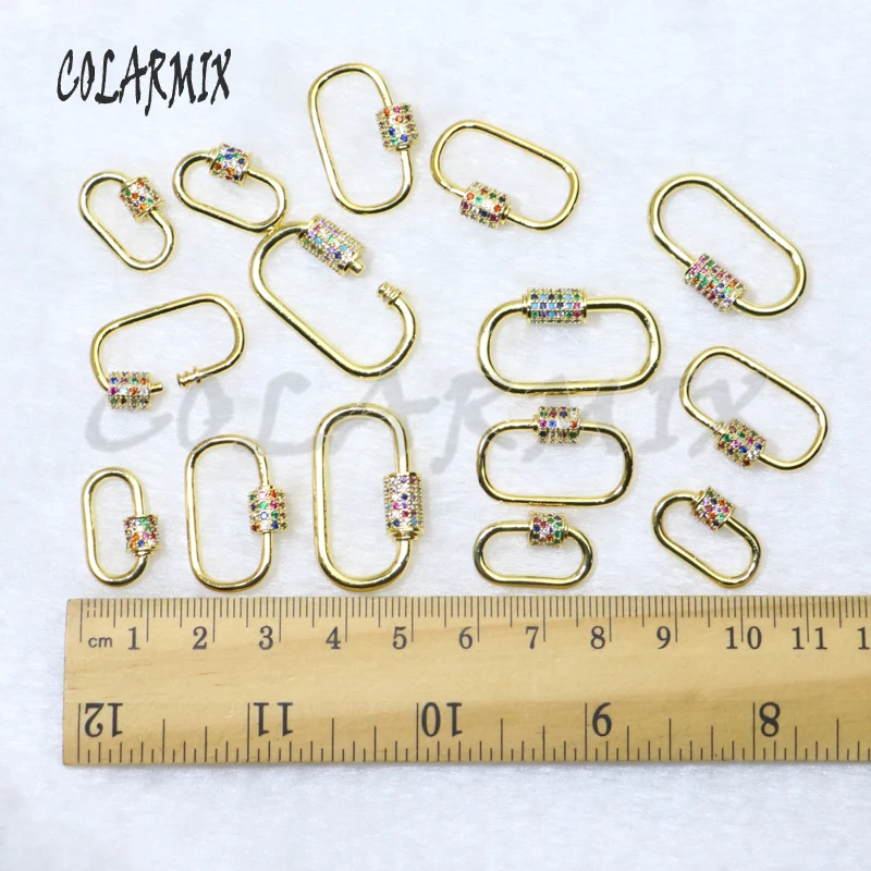 

5pcs 0 shape bolt clasp rainbow zircon jewelry accessories mix color hook for necklace making necklace mix size keep color 50076