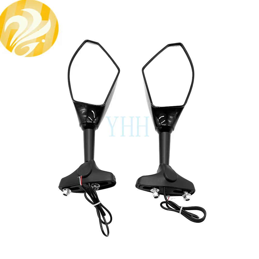 Зеркало заднего вида черное со светодиодной подсветкой и поворотником для Yamaha YZF