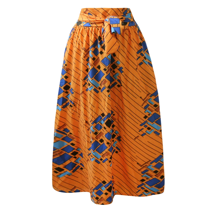 Платье женское длинное летнее на молнии с цветочным принтом и поясом|Африканская