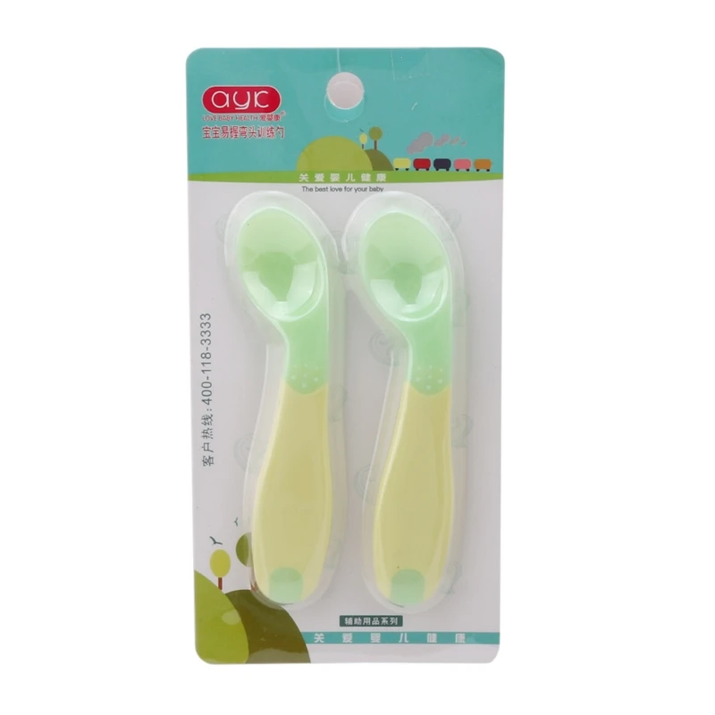 

Silicone Baby Feeding Spoon Newborn Baby Spoons Soft Safety Utensils Patchwork baby Children Tableware Utensils
