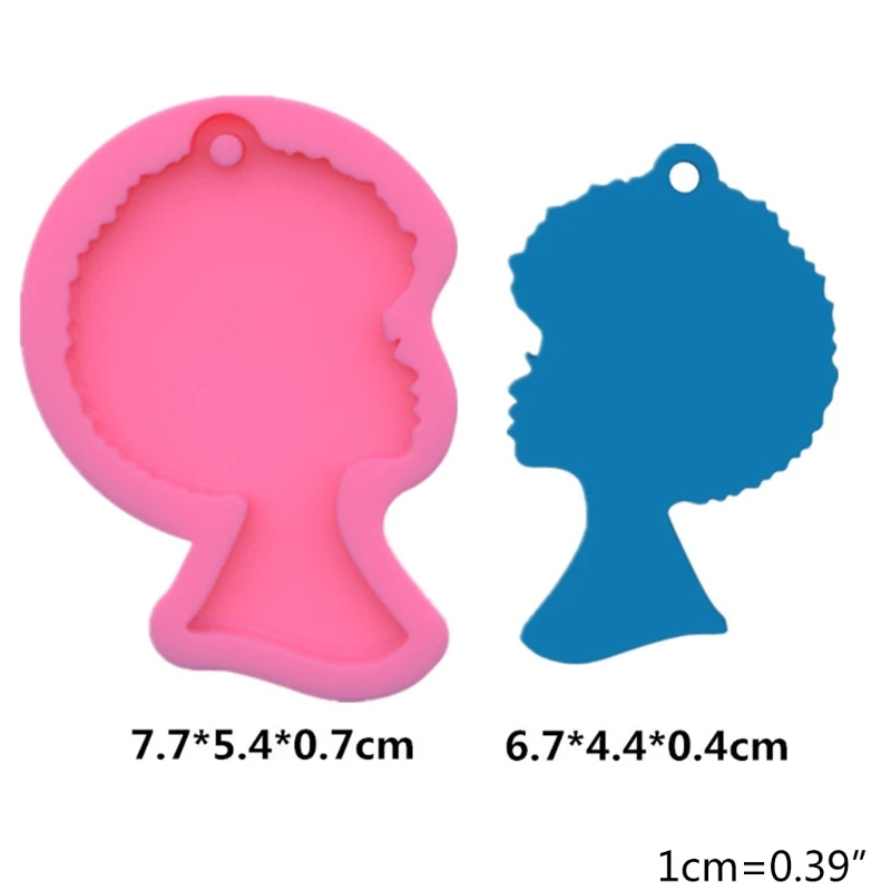 

Keychain Casting Silicone Mould DIY Crafts Jewelry Pendant Making Tools Super Glossy Women Head Epoxy Resin Mold