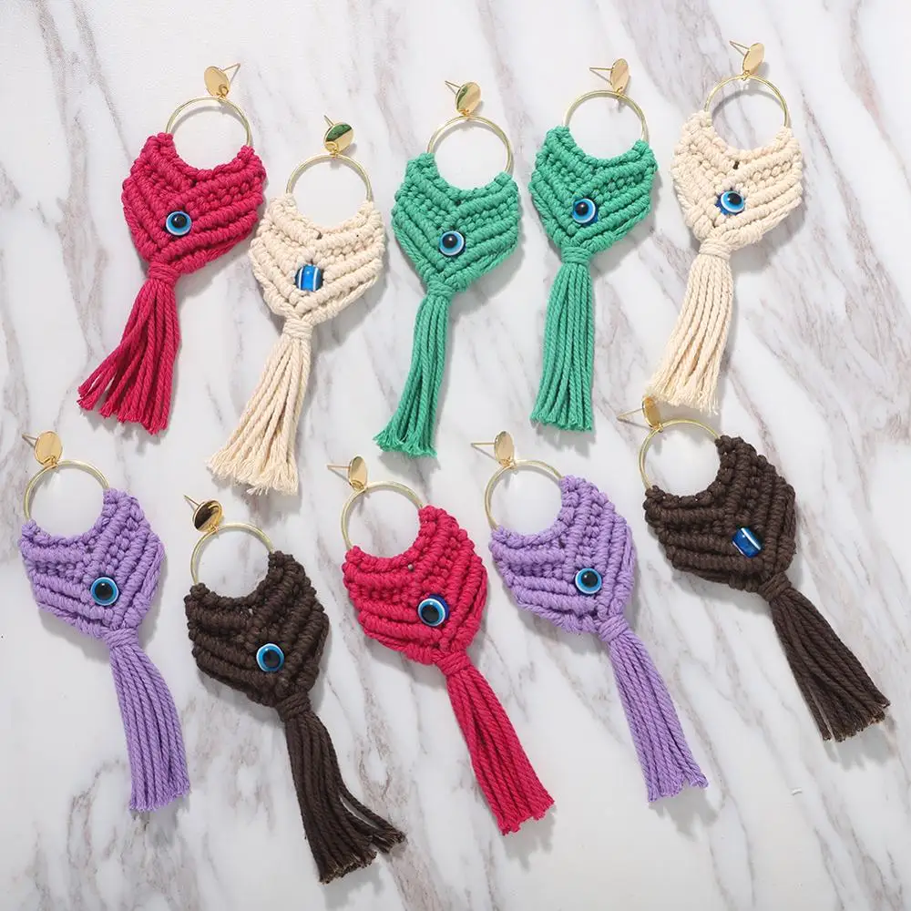 Miwens бусины глаз кисточкой брелок макраме цепочка для ключей брелок-ракушка Fo Для