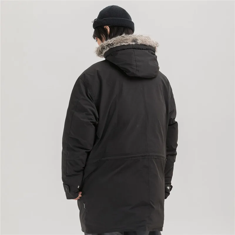 Мужская Зимняя Толстая теплая свободная парка с большим меховым воротником и