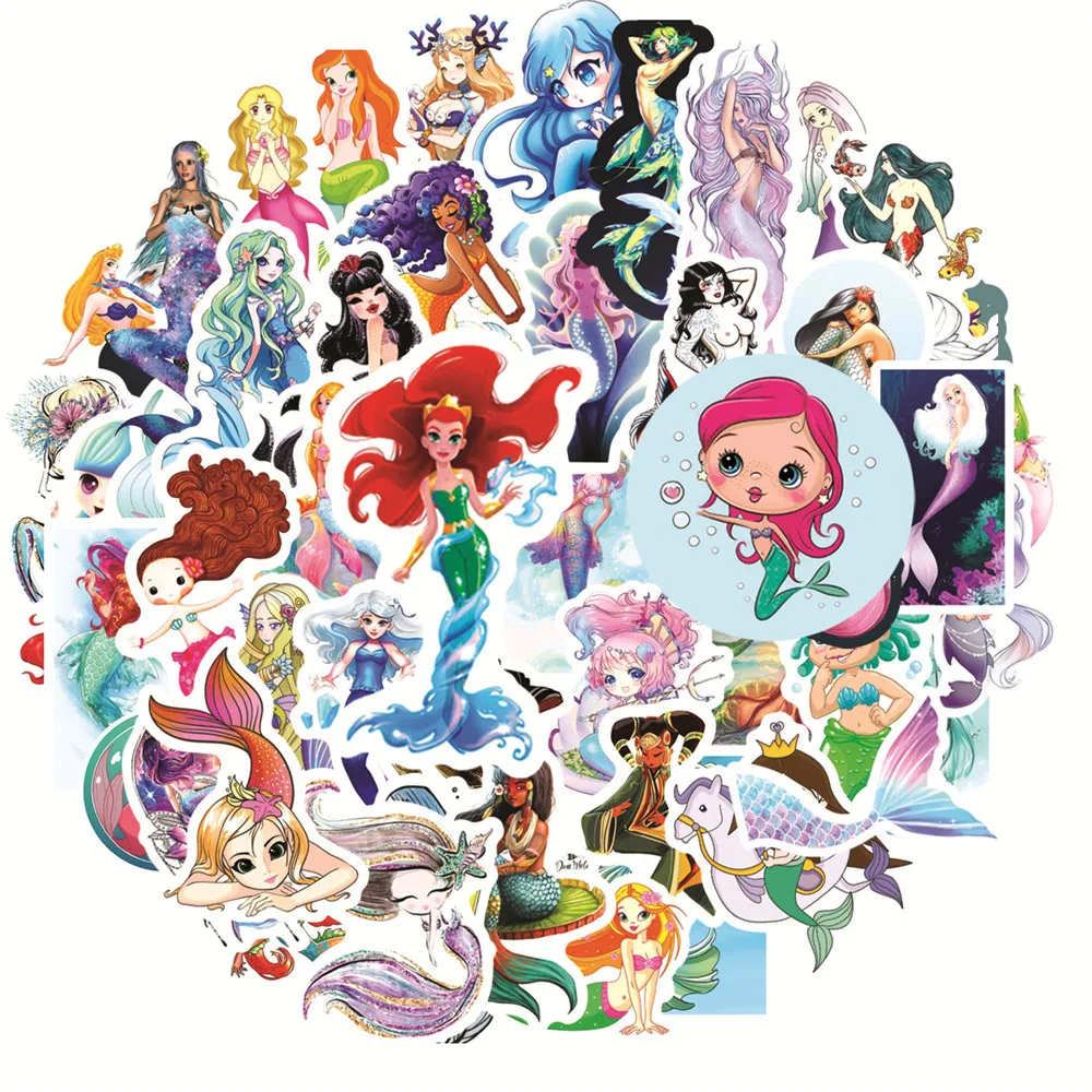 

10/30/50PCS Disney Princess Mermaid Sticker Girl Faovr aesthetical luggage refrigerator piano guitar not repeating graffiti