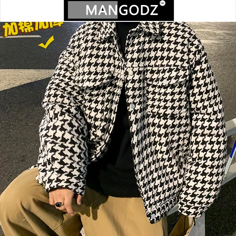 

Houndstooth Plaid Jacket for Men Style Thick Trendy Jackets Fashion Keep Warm Winter Men Clothing Vintage Plaid Erkekler Ceket