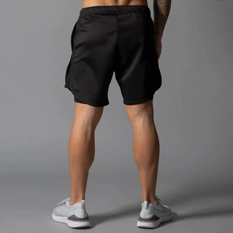 Мужские модные шорты для фитнеса двухслойные спортивные Повседневные Дышащие