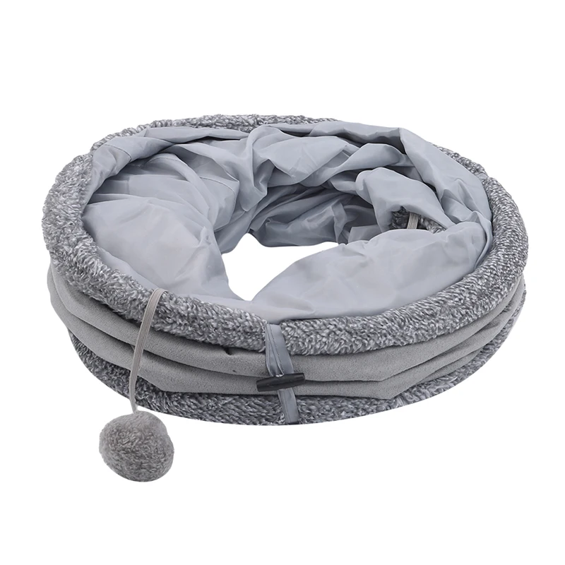 

Collapsible Cat Tunnel Crinkle Kitten Play Tube For Large Cats Dogs Bunnies With Ball Fun Cat Toys 2 Suede Peep Hole pet toys