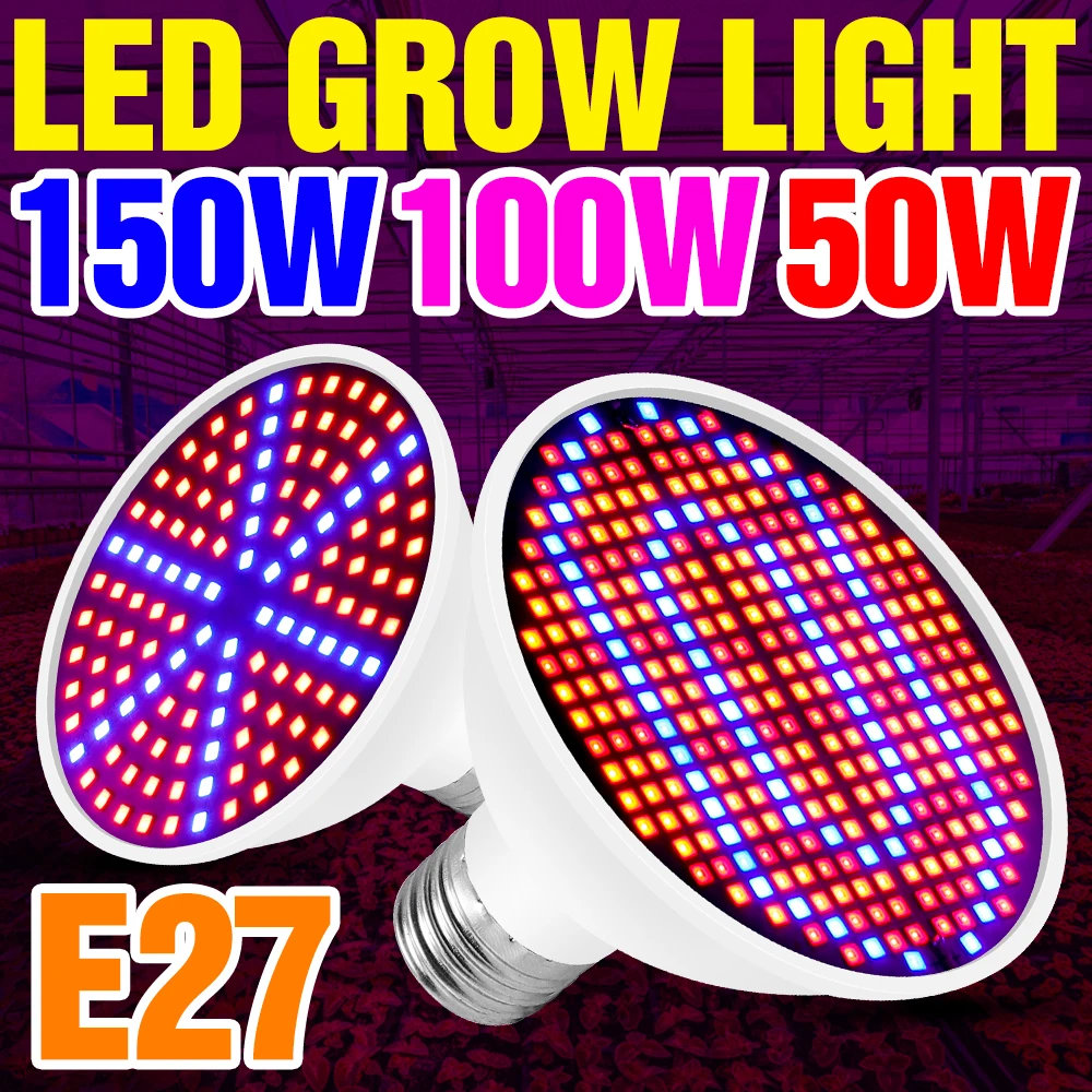 

Full Spectrum Phyto Light LED E27 Plant Grow Lamp 220V Bulb 50W 100W 150W LED Lamp For Plants Greenhouse Phytolamp Hydroponics