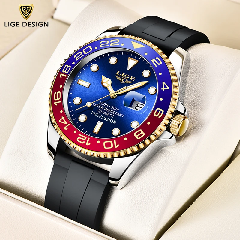 

2022 New Diver Watch For Men LIGE Brand Luxury Silicone Waterproof Quartz Date Wrist Watch Top Business Sport Clock reloj hombre