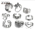 ZYZQ 9 шт.компл. металлические кольца с цветами для женщин, богемные подвески, кольца на палец, богемные ювелирные изделия, подарок, новинка 2021