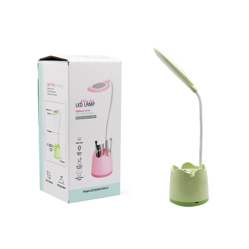 

Led Desk Lamp Makeup Fill Light With Mirror Pen Holder Usb Charging Reading Lamp Multi-Function Storage Study Lamp