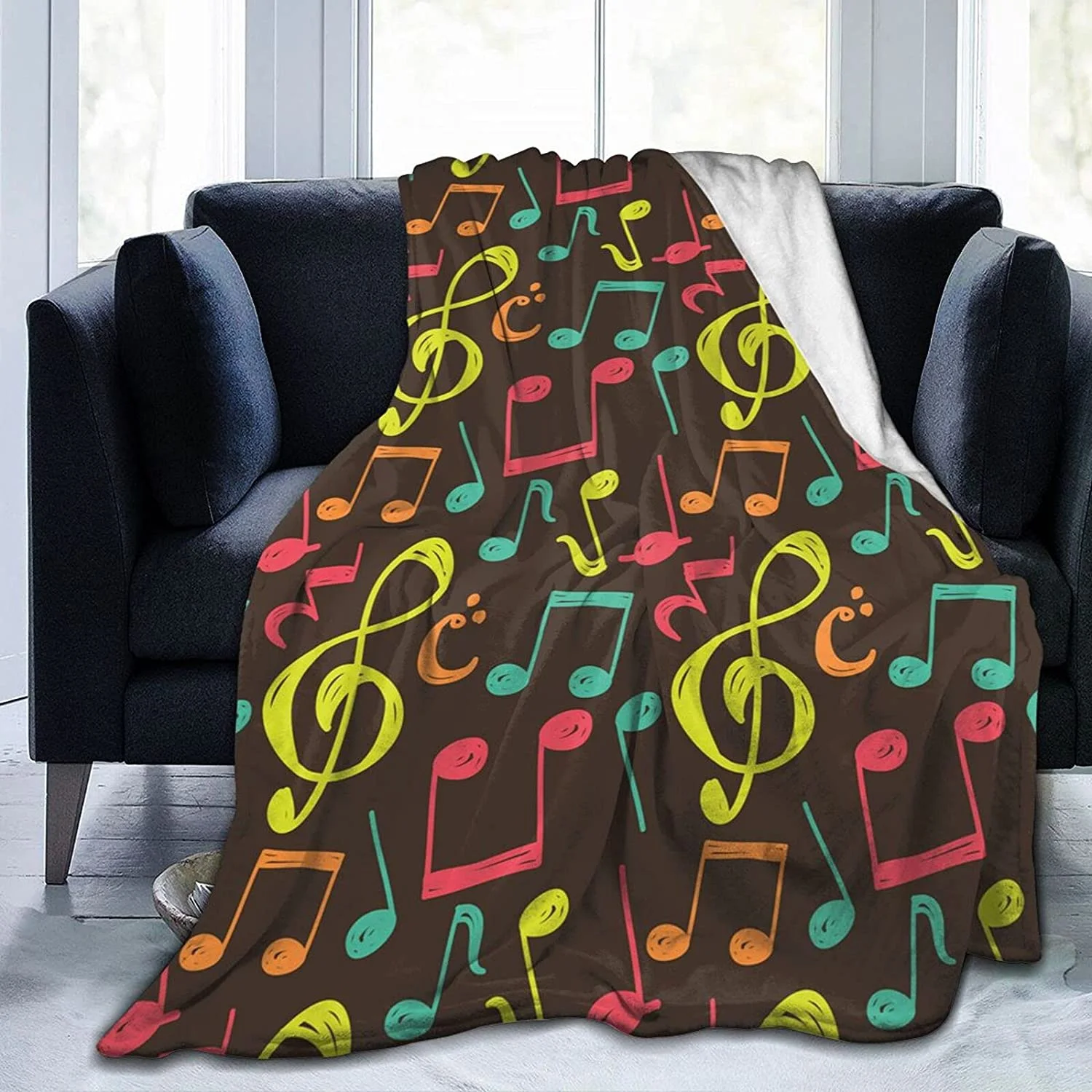 

Music Note Background Fleece Flannel Throw Blankets for Couch Bed Sofa Car,Cozy Soft Blanket Throw for Adults