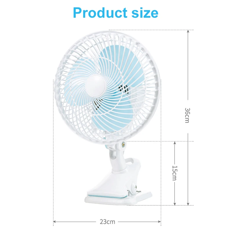 

9 Inch Electric Fan Bedside Clip Wall Fan Rotating Air Cooler Fan Desktop Office Household Small Ventilador White