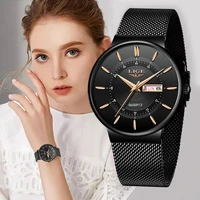 lige women watches luxury brand ultra thin calendar week quartz watch ladies stainless steel waterproof gift reloj mujebox