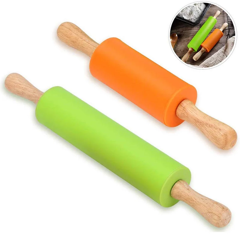 Антипригарная деревянная ручка силикон Скалки для выпечки инструменты