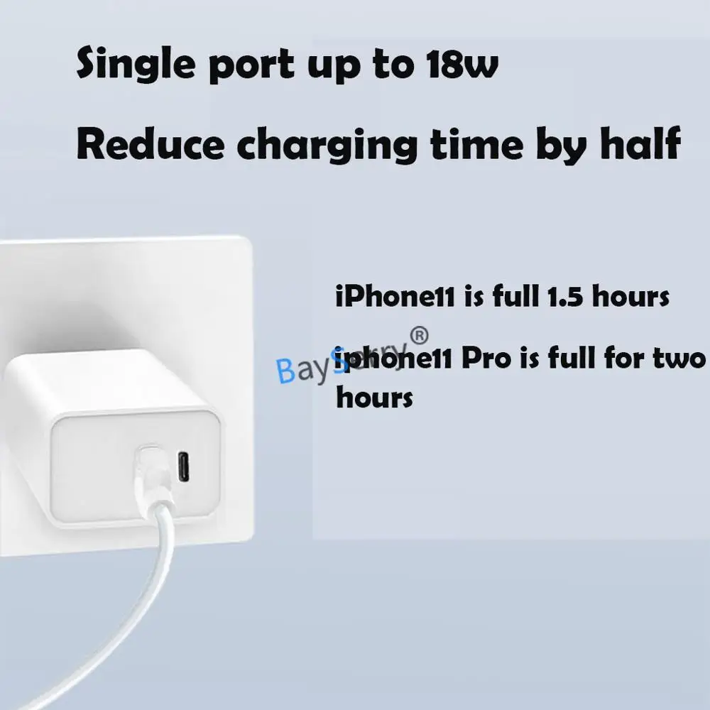 BaySerry 18 Вт type-C зарядное устройство для мобильного телефона PD/QC3.0 + 3A Dual USB быстрое EU