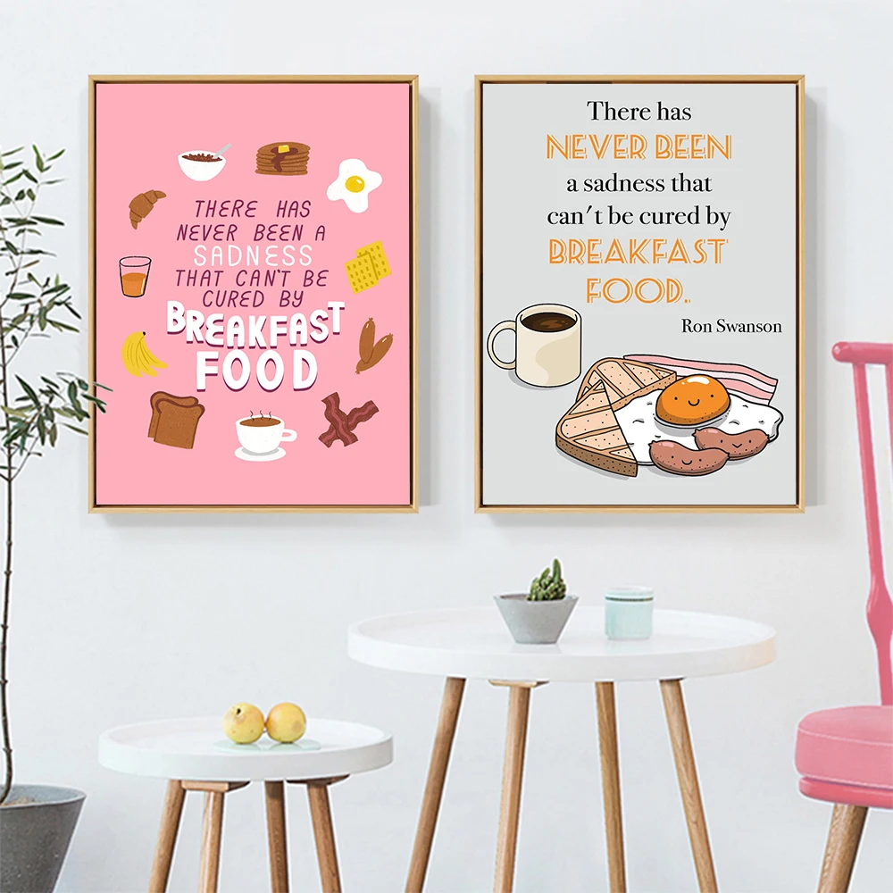 

Canvas Painting Breakfast Food Art Poster Print Ron Swanson Funny Wall Egg Bread Bakery Coffee Shop Kitchen Pictures Decoration