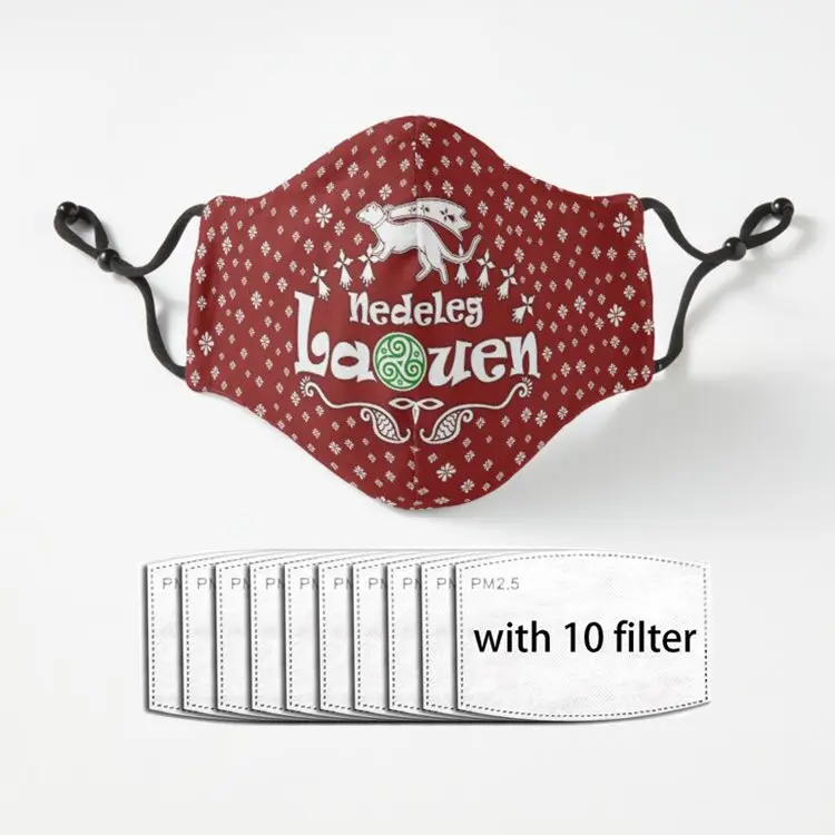 

Пылезащитные маски Nedeleg laouen с надписью Merry Christmas из Бретани на половину лица, пылезащитные черные повседневные Теплые маски унисекс