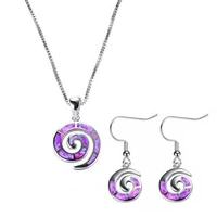 multicolor opal fire blue green purple pink white earrings pendant necklace jewelry set for women gift