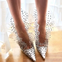 2021 spring womens shoes fashion high heels walk show single shoes thin heels polka dot party shoe summer sandalias femininas