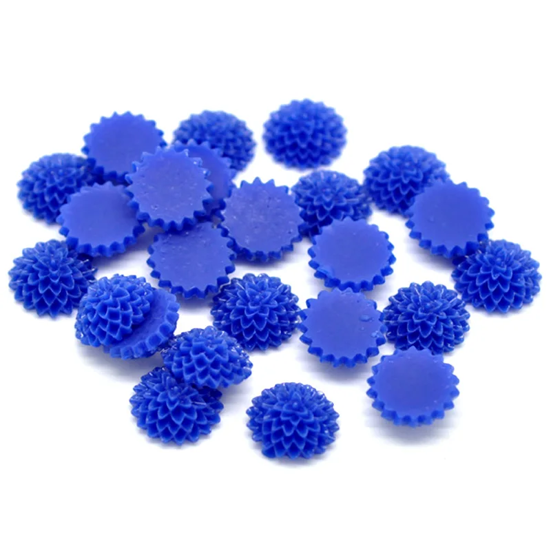 Цветочные бусины из смолы 50 шт. светло-голубые не отверстия 15 х6 мм свободные с