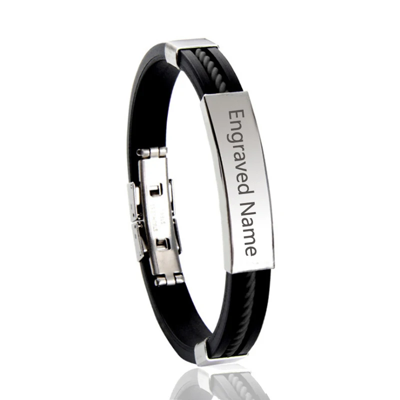 Модный браслет с гравировкой логотипа и именем на заказ гладкие силиконовые