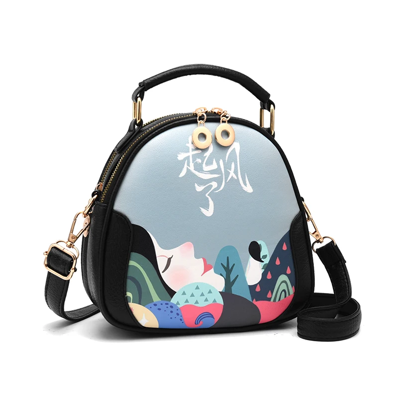 Женская сумка из искусственной кожи с мультяшным рисунком маленькая