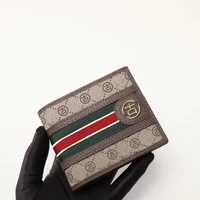 italian gujia mens short wallet brand printing with cow leather 2021 new leisure credit card bag with counter box dust bag