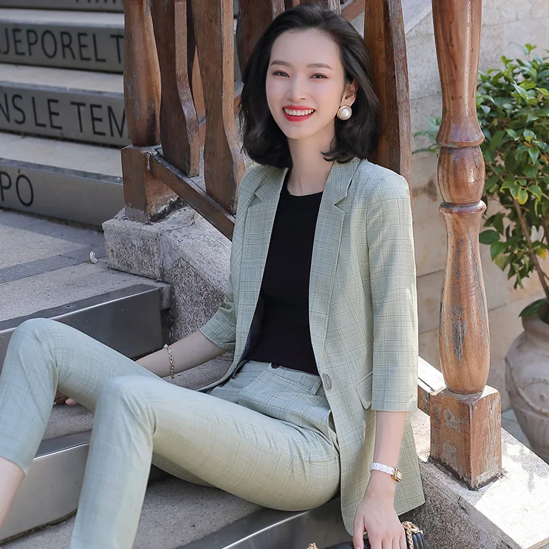 Women's two-piece suit lattice professional wear women's work clothes suit casual professional suit suit 2 piece set women