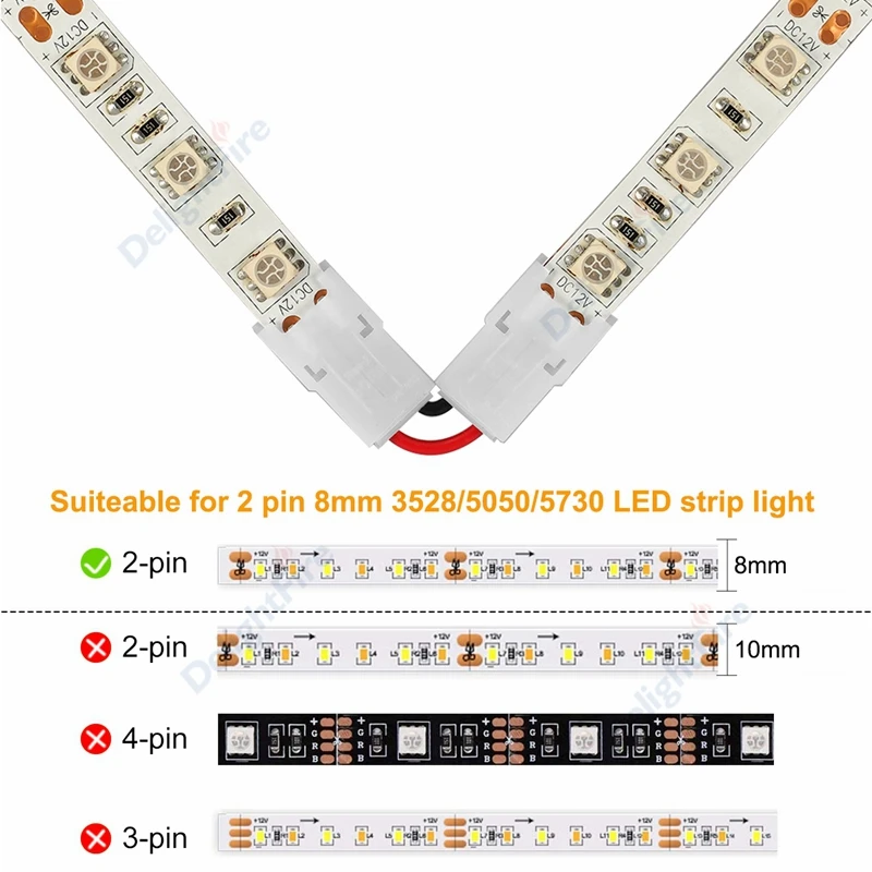 5-100pcs L Shape LED Corner Connectors 2/3/4pin Angle Adjustable Terminal Connector For 8/10mm 3528 5050 SMD RGB Strip Light |