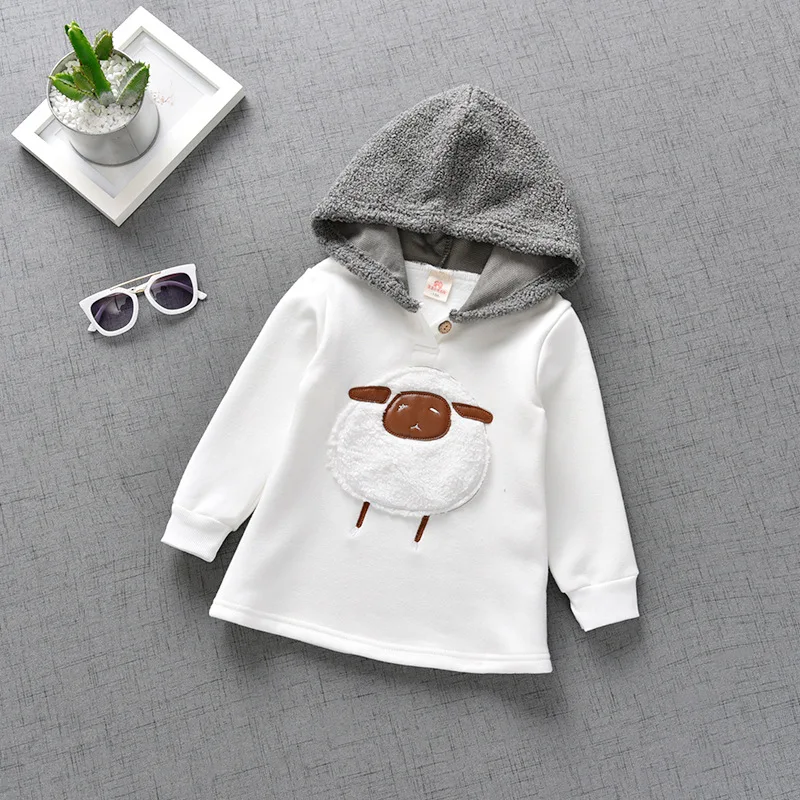 Girls Hoodies Dress 2019 New Autumn Winter Kids Dresses for Thick Warm Cartoon Sheep Children Clothing Toddler Costume | Детская одежда