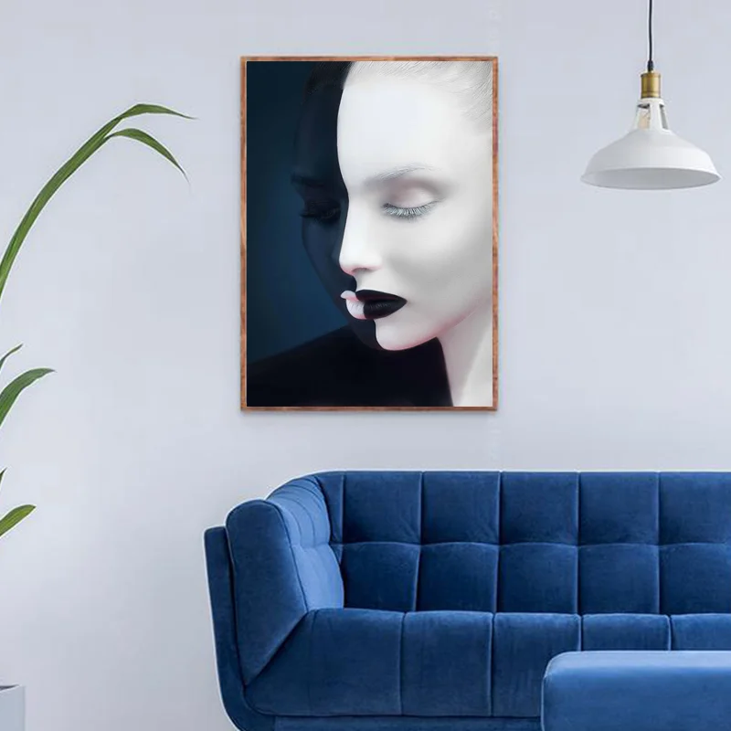 Абстрактная портретная живопись Черно-белые лица художественные картины на