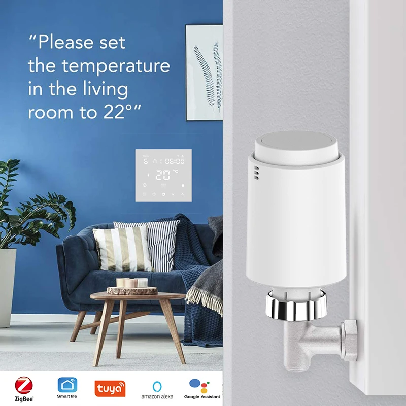 

Клапан радиатора Tuya ZigBee 3,0, программируемый, для Alexa Google Home
