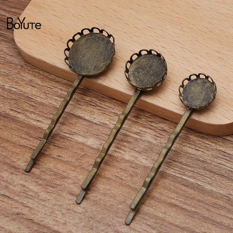

BoYuTe (100 шт./лот) подходит для 12-14-18 мм 13*18 мм кабошон, металлическая железная античная бронза, пустые шпильки, основа, «сделай сам», заколки для ...