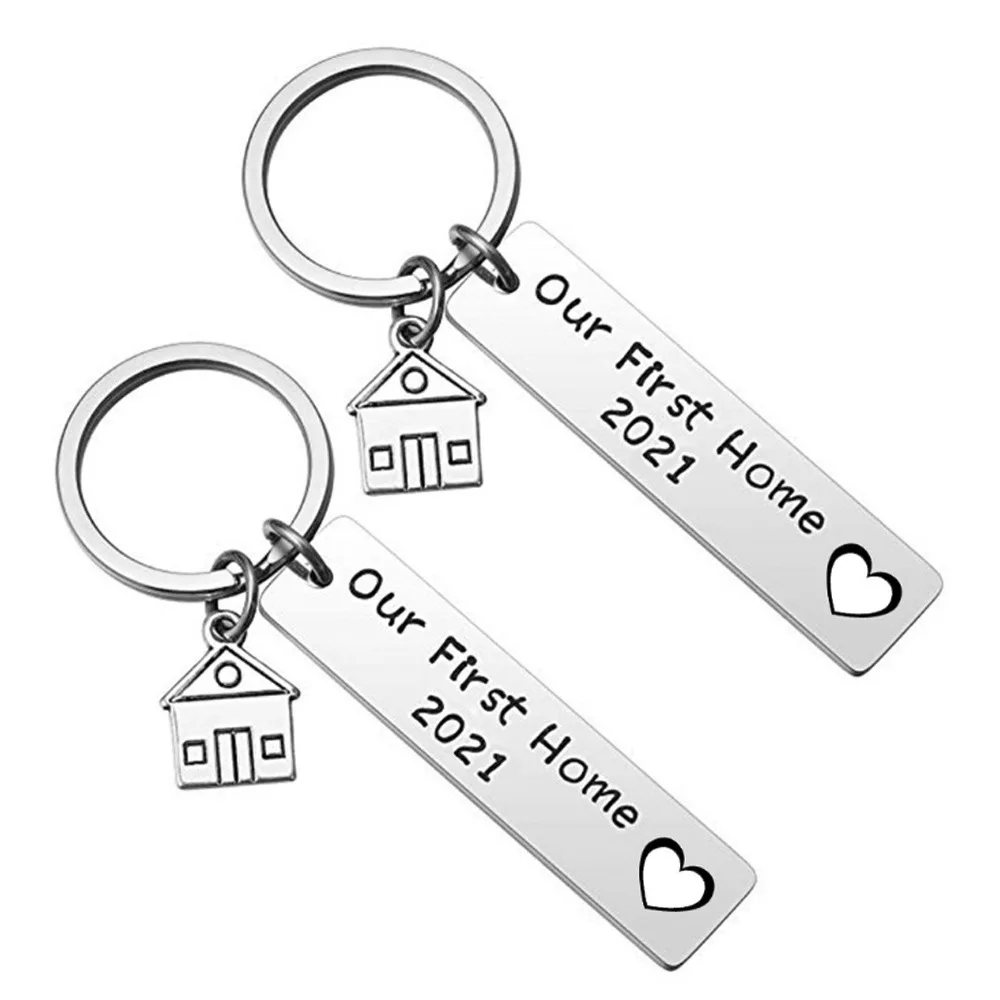 

Fashion Engraved Our First Home 2021/2022 House Key Chain Keyring Couples Housewarming Gifts Lovely Gift For New Home Owners