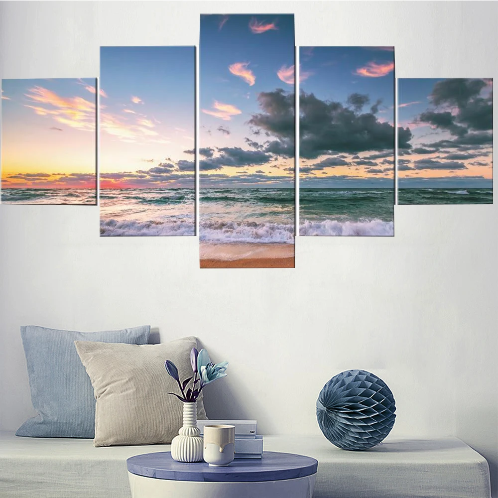 5 шт. набор картин на холсте морской пейзаж E－HOME