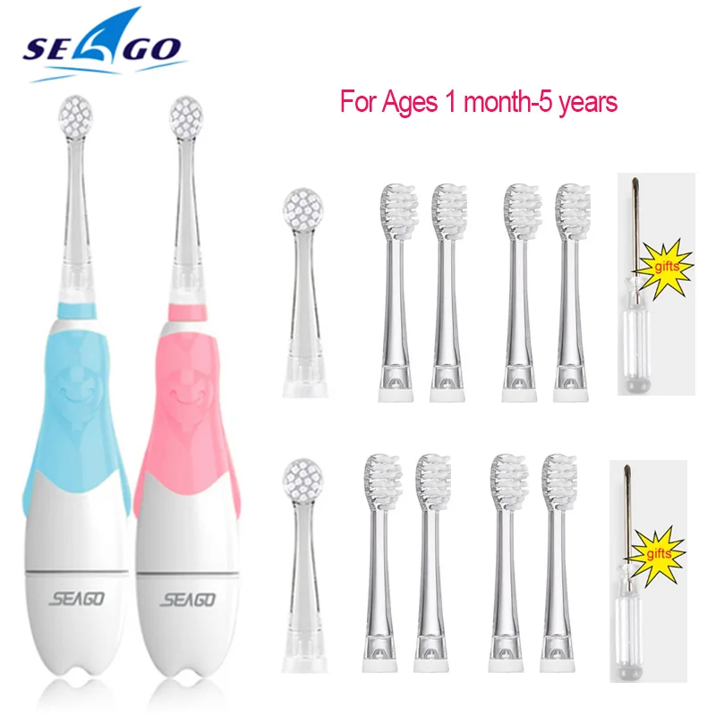 Seago Детская электрическая зубная щетка 2 минут смарт таймер дети Sonic светодиодный