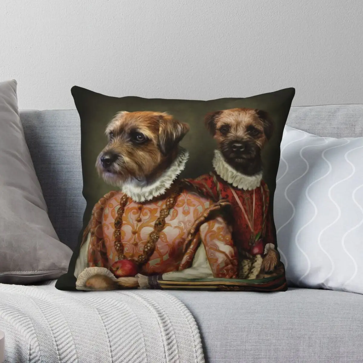 

Наволочка с рисунком собаки Border Terrier, квадратная, полиэстер, лен, бархат, печатный, на молнии, Декор Чехлы на подушки для дома
