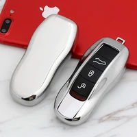 colorful new soft tpu car key case cover for porsche cayenne macan 911 boxster cayman panamera remote shell keychain accessories