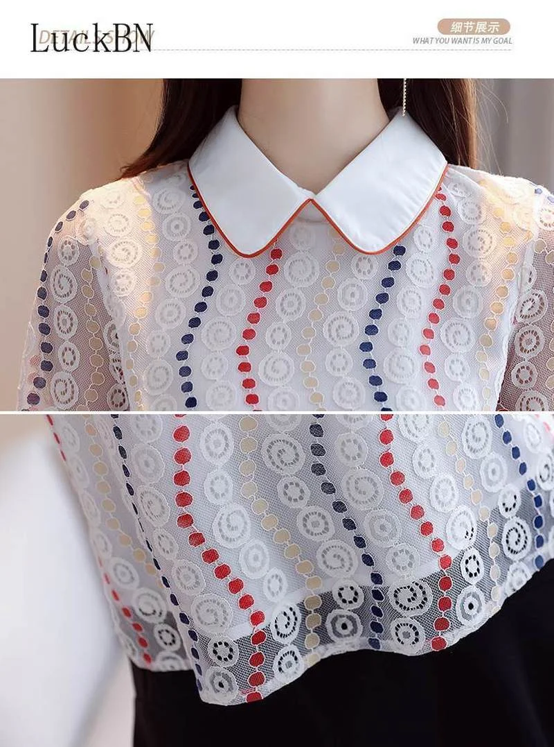 

Spring Autumn Blouses Women's Lace Shirt New Style Korean Retro Printed Shirt Women Loose Fashion Long-sleeved Shirt Women 2021
