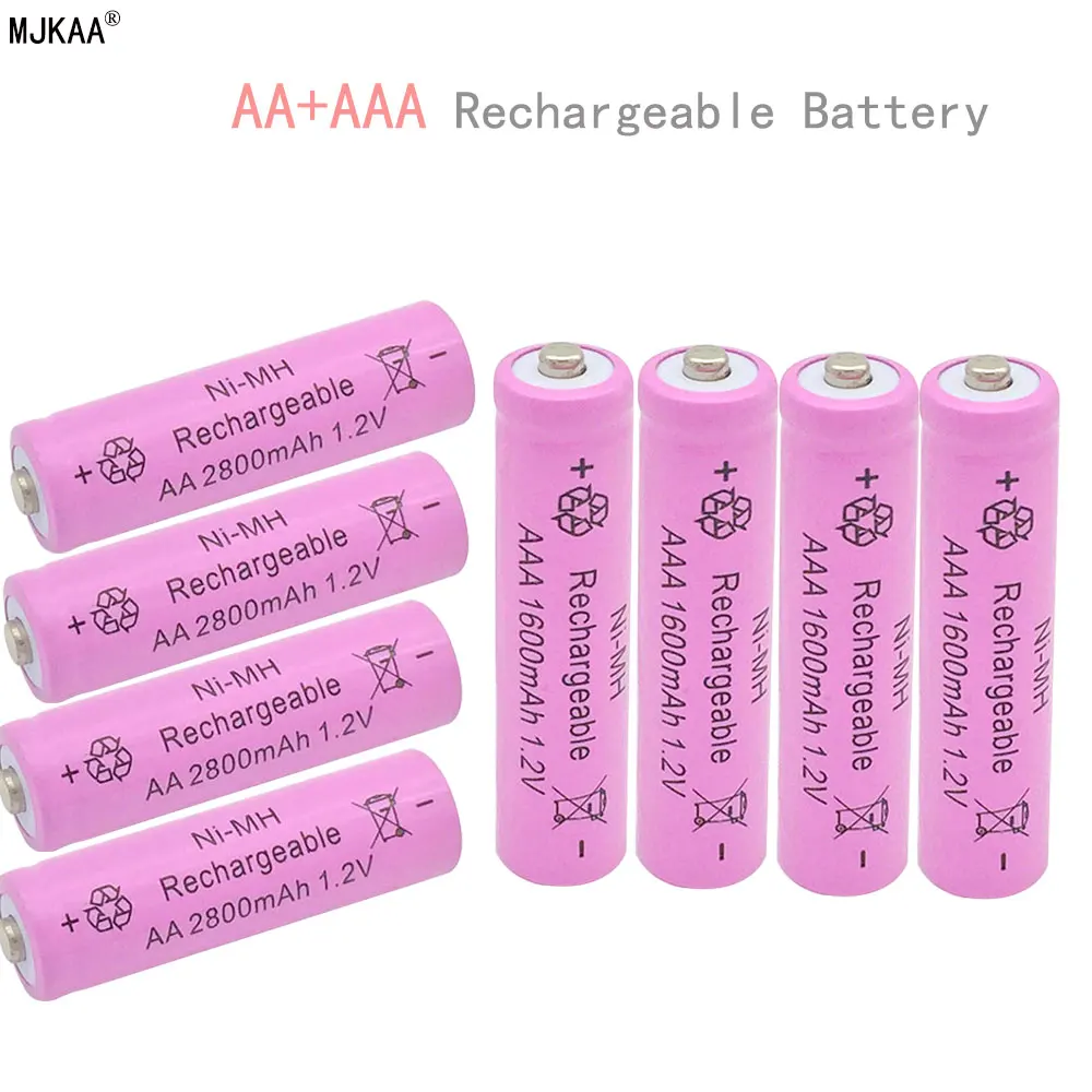 4 шт./MJKAA Ni MH 2800 мАч AA 1 2 в + шт./AAA аккумуляторная батарея 1600 В используется для часов