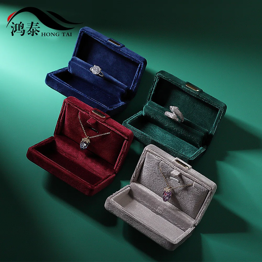 New Suede Ring Necklace Box Jewelry Iron Box Hand Accompany Gift Packaging Small Box Jewelry Storage Box